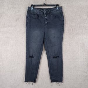 Stitch Star Jeans Womens 10 Skinny High Rise Distressed Black Denim‎ Stretch